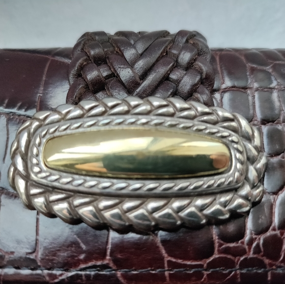 Brighton | Two Toned Leather Black & Brown Silver & Gold Tri-Fold Wallet - Picture 2 of 14